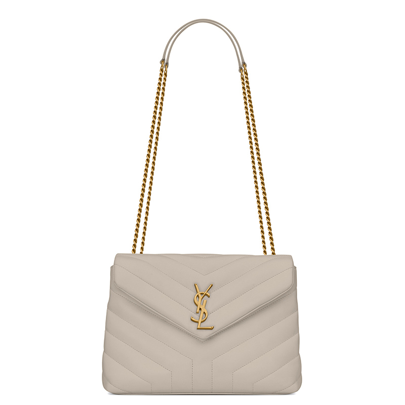 color 复古白, Yves Saint Laurent | SAINT LAURENT PARIS/圣罗兰 LOULOU系列 经典女士小号小牛皮Y缝ysl金色徽标手提斜挎单肩包