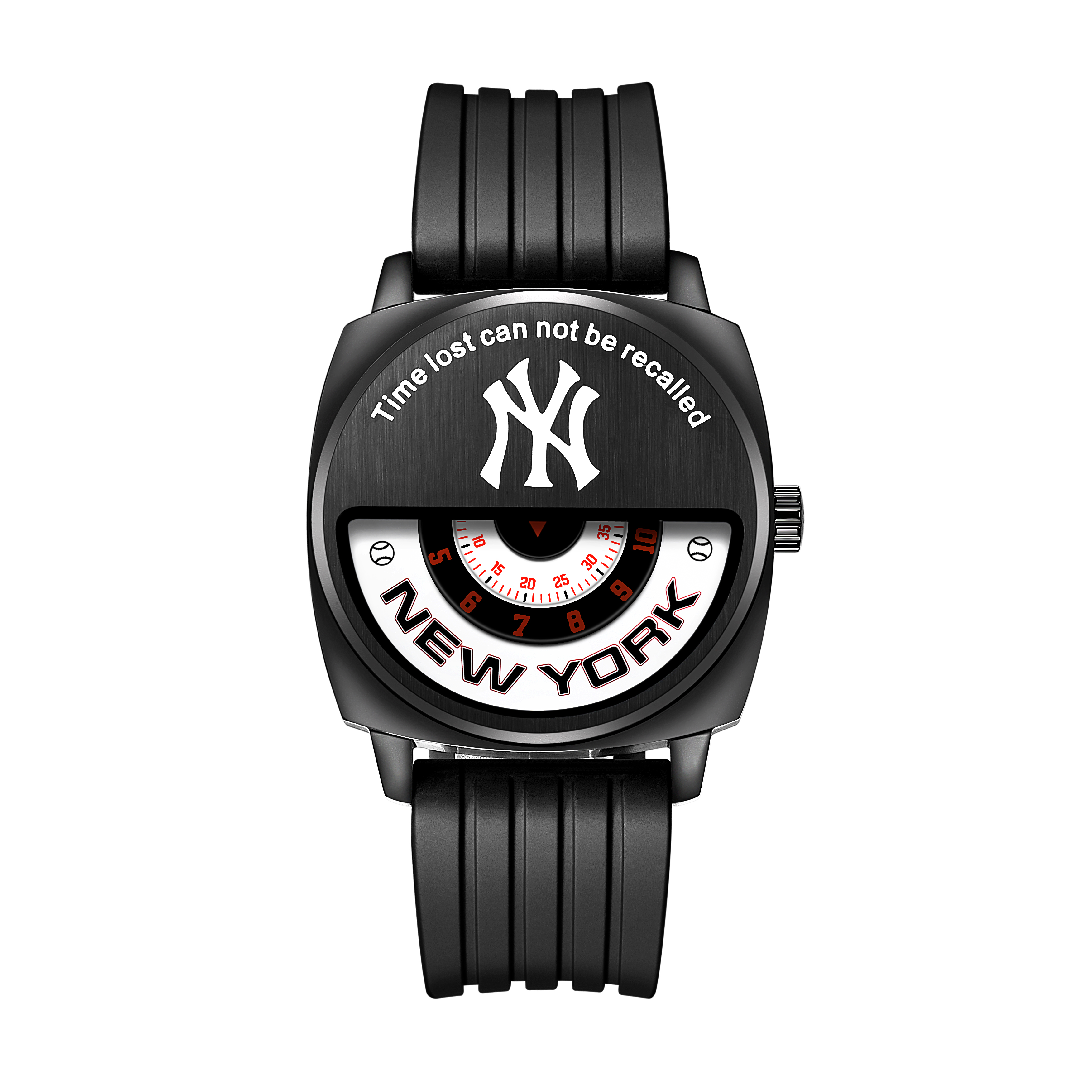 商品MLB | MLB美职棒 纽约街头嘻哈 时尚潮流硅胶情侣石英手表YH009颜色黑色