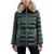 商品Michael Kors | Women's Belted Faux-Fur-Trim Hooded Puffer Coat颜色Dark Moss