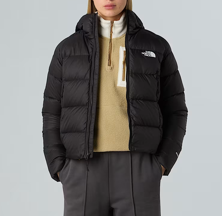 颜色: 黑色, The North Face | 北面 女款连帽拉链Logo长袖羽绒服（香港仓发货）