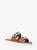 商品Michael Kors | Scarlett Chain Link Leather Slide Sandal颜色LUGGAGE
