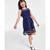 颜色: Navy, Calvin Klein | Big Girls Illusion Mesh Bow Front Dress