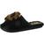 color Black, Kensie | Kensie Women's Faux Fur Slide Slippers with Heart Pom Poms