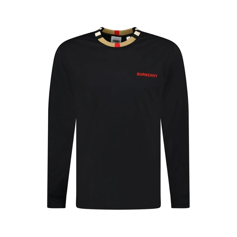 颜色: M, Burberry | BURBERRY/博柏利 男士黑色棉质圆领长袖T恤 80751871