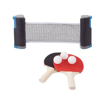 推荐Hey Play Table Tennis Set - Portable Instant Two Player Game With Retractable Net, Wooden Paddles And Balls For Two Player Family Fun On The Go商品