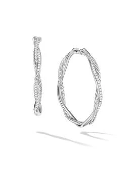 David Yurman | Infinity Hoop Earrings in Sterling Silver with Diamonds, 42MM,商家Saks Fifth Avenue,价格¥14628