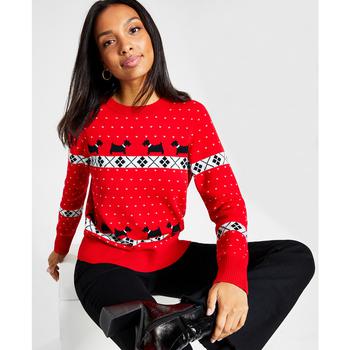 Charter Club | Women's Walking Scottie Family Holiday Sweater, Created for Macy's商品图片,4折, 独家减免邮费
