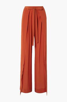 chloe包包, Chloé | Layered silk-crepe wide-leg pants商品图片 3折