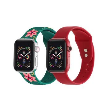 Posh Tech | Men's and Women's Green Floral Red 2 Piece Silicone Band for Apple Watch,商家Macy's,价格¥152