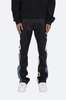 mnml gat好用吗, MNML | B417 Leather Flare Pants - Black/Blue商品图片 