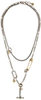 商品Silver & Gold Safety Pin Stud Necklace,商家SSENSE,价格¥4631图片