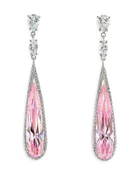 商品18K White Gold Plated Sterling Silver Constellation Collection Simulated Pink Sapphire & Diamond Shard Earrings图片