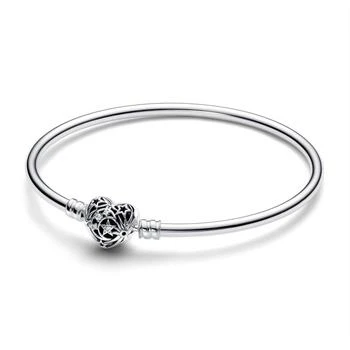 PANDORA | Women's Celestial Heart Clasp Bangle In Sterling Silver,商家Premium Outlets,价格¥707