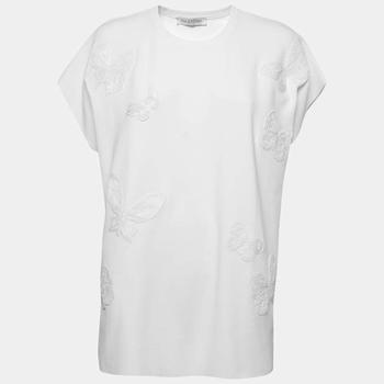 Valentino代购, Valentino | Valentino White Stretch Knit Butterfly Bead Embroidered Top L商品图片 