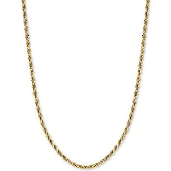Italian Gold | Two-Tone Twisted Box-Link Rope Chain Necklace (2-1/3mm) in 14k Gold and White Gold,商家Macy's,价格¥7502
