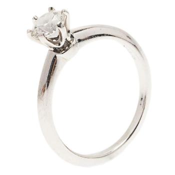 商品Tiffany & Co. H VVS1 Round Brilliant Diamond Solitaire Ring Size 52.5图片