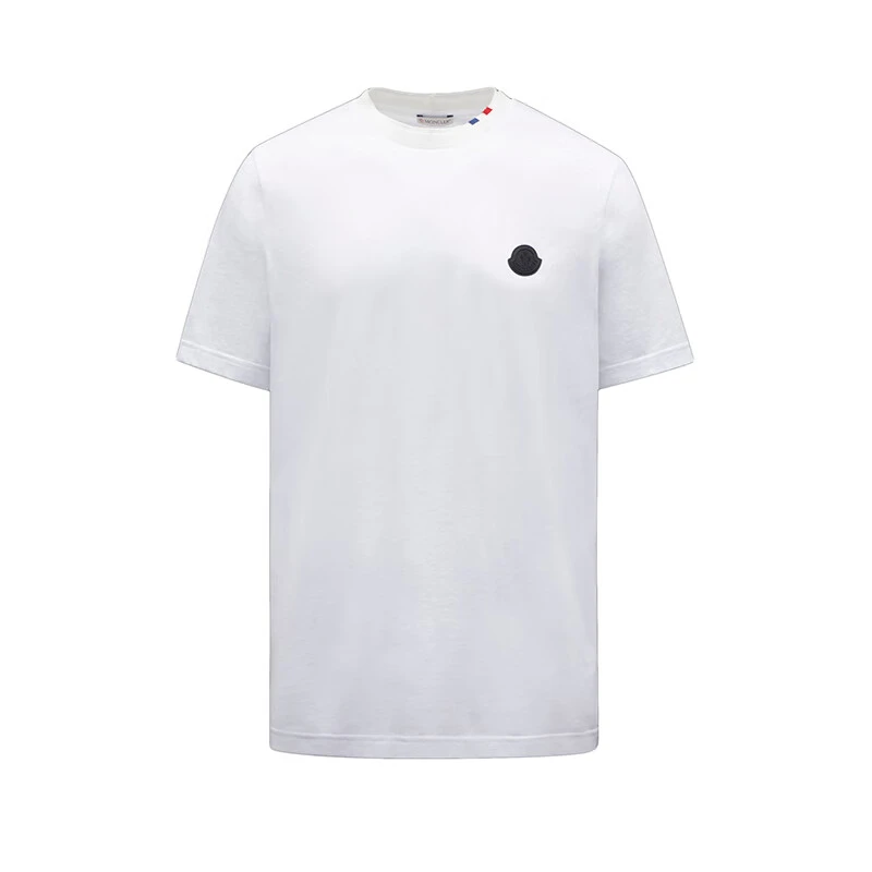 推荐Moncler/蒙克莱 经典款 男士光学白色纯棉徽标贴片短袖T恤商品