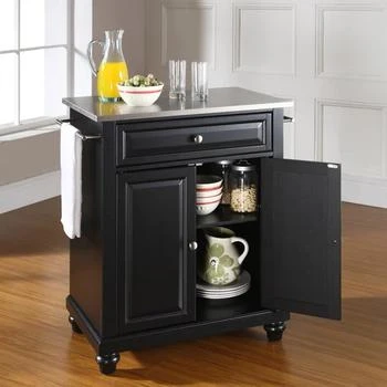 Crosley | Furniture Cambridge Black/stainless Steel Stainless Steel Top Portable Kitchen Island/cart,商家Premium Outlets,价格¥4124