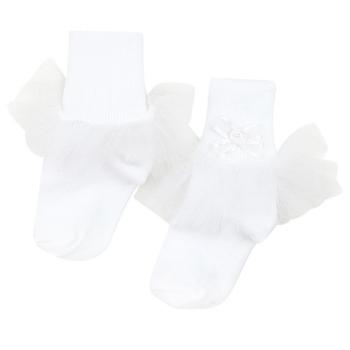 商品White Tulle Bow Ankle Socks图片