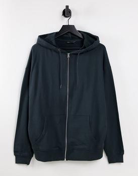 ASOS | ASOS DESIGN cotton super oversized zip through hoodie in charcoal - GREY商品图片,8折