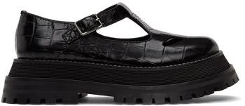 Burberry | Black Croc T-Bar Loafers 