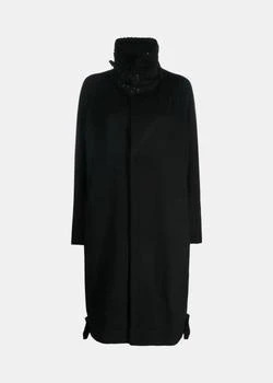 推荐Yohji Yamamoto Black Shearling-Collar Wool-Blend Coat商品