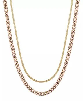 Unwritten | 14K Gold Flash-Plated Light Pink Enamel Curb Chain and Herringbone  Chain Necklace Set,商家Macy's,价格¥155