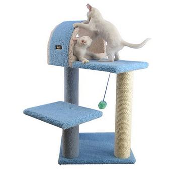 商品Macy's | 29" Real Wood Cat Tree With Scratcher and Tunnel for Squeeze, Snoozing & Hiding,商家Macy's,价格¥617图片