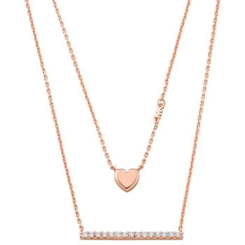 Michael Kors | 14k Rose Gold-plated Sterling Silver Double Layer Heart Necklace 