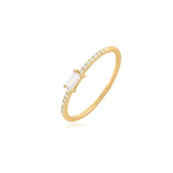 商品14K Solid Gold White Sapphire Svelte Ring图片