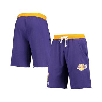 商品Men's LeBron James Purple Los Angeles Lakers Name and Number French Terry Shorts图片