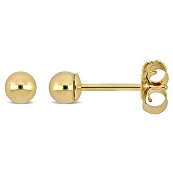 商品3mm Gold Ball Earrings in 10k Yellow Gold图片