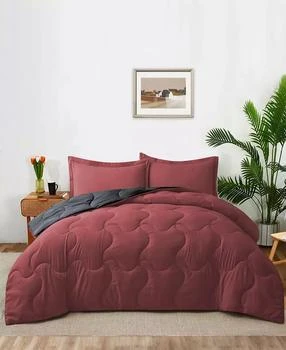 UNIKOME | Lightweight Quilted Reversible Down Alternative Comforter Set, 3 Piece,商家Macy's,价格¥668