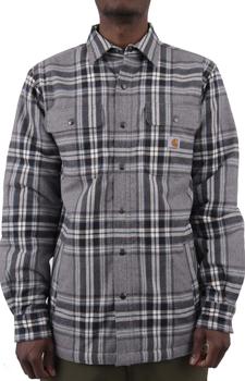 推荐(105430) Relaxed Fit Flannel Sherpa Lined Shirt Jacket - Asphalt商品