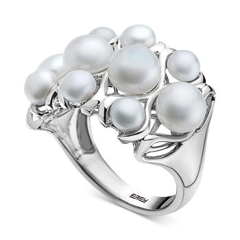 商品EFFY® Cultured Freshwater Pearl (4 & 6mm) Openwork Cluster Ring in Sterling Silver图片