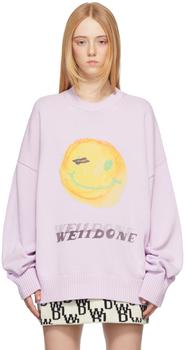 We11done | Purple Knit Smiley Sweater商品图片,5.9折