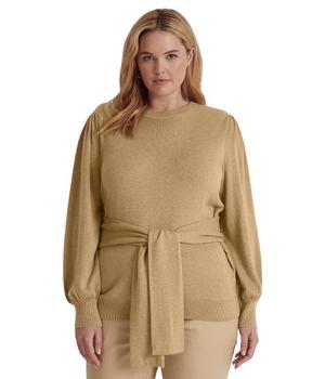 推荐Plus Size Belted Cotton-Blend Sweater商品