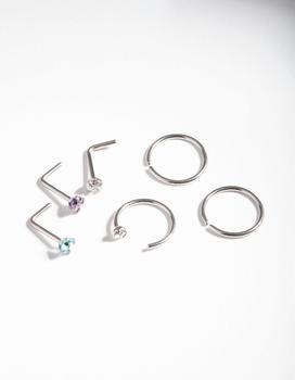 商品Lovisa | Pastel Surgical Steel Nose Stud Hoop Pack,商家Premium Outlets,价格¥123图片