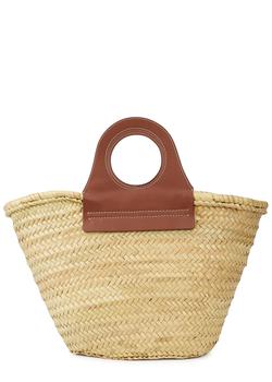 product Cabas brown leather and raffia basket bag image
