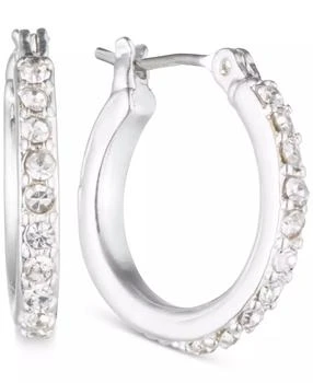 Anne Klein | Silver-Tone Crystal Small 1/2" Hoop Earrings,商家Macy's,价格¥64