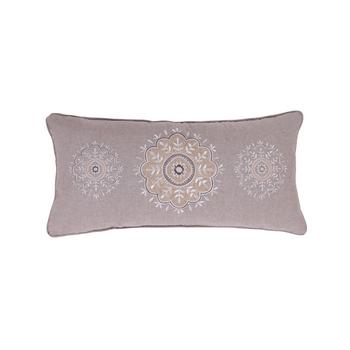 商品Home Solano Sparkle Embroidered Burlap Decorative Pillow, 12" x 24"图片