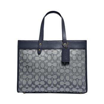 coach女包手提包, Coach | Coach(专柜) 女士海军蓝色标志性提花手提包 C3282B4SHG商品图片 独家减免邮费