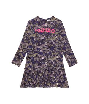 Kenzo | Leopard Print Long Sleeve Dress (Big Kids)商品图片,