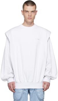 we11done卫衣正品, We11done | White Shoulder Padded Logo Sweatshirt商品图片 2折