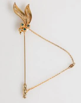 Dolce & Gabbana | Dolce & Gabbana Gold Tone 925 Sterling Silver Crystal Chain Pin Brooch,商家Siebentaschen,价格¥2663