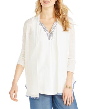 商品NIC+ZOE | NIC+ZOE Pom Linen-Blend Cardigan,商家Premium Outlets,价格¥236图片