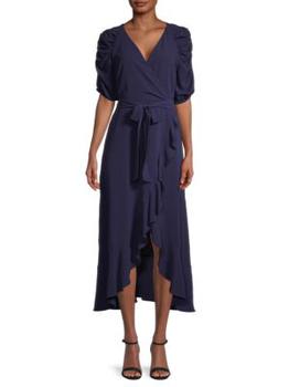 Kensie | Ruched-Sleeve Wrap Dress商品图片,4.6折起