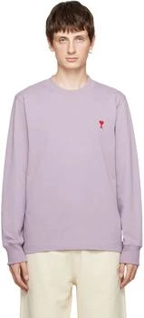 AMI | Purple Ami de Cœur Long Sleeve T-Shirt 3折, 独家减免邮费