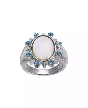 2028 | Silver-Tone Mother of Pearl and Aqua Stone Ring,商家Macy's,价格¥196