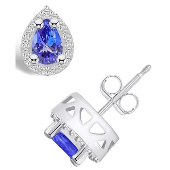 商品Tanzanite (3/4 Ct. t.w.) and Diamond (1/6 Ct. t.w.) Halo Stud Earrings图片